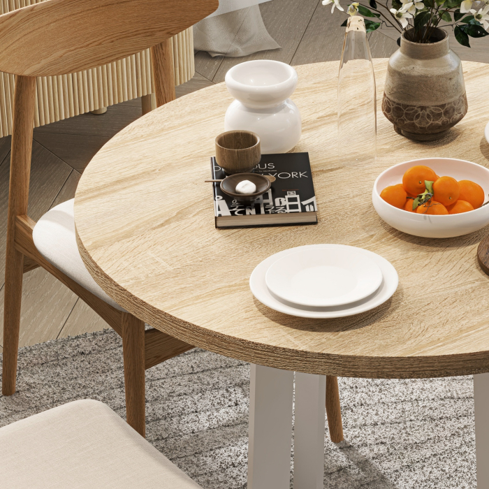  Masa rotunda moderna pentru 4 persoane, stabila, cu picioare din otel, pentru bucatarie si living [8]