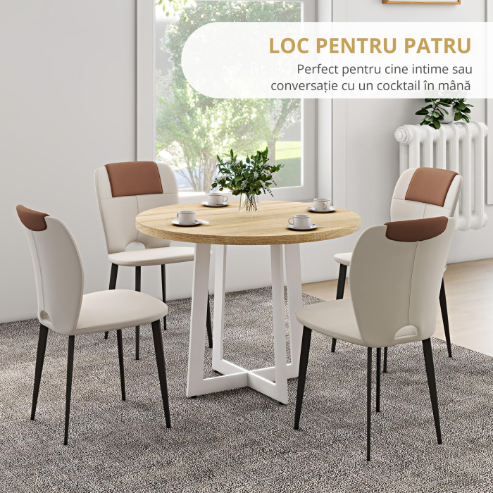  Masa rotunda moderna pentru 4 persoane, stabila, cu picioare din otel, pentru bucatarie si living [5]
