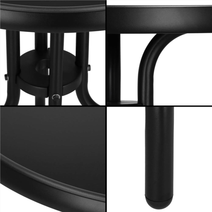 Masa rotunda pentru gradina sau balcon, blat din sticla securizata fumurie, 60 x 70 cm, negru [5]
