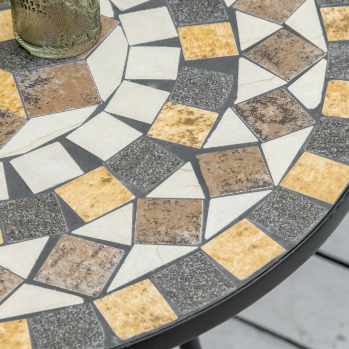  Masa Rotunda Stil Bistro de 60 cm cu Mozaic pentru Gradina, Veranda, Exterior, Balcon, Gri [4]
