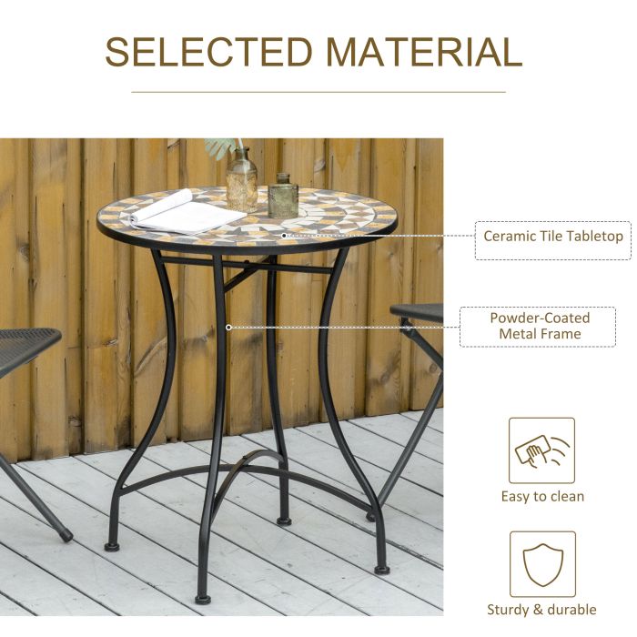  Masa Rotunda Stil Bistro de 60 cm cu Mozaic pentru Gradina, Veranda, Exterior, Balcon, Gri [6]