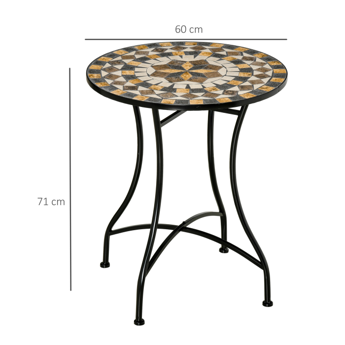  Masa Rotunda Stil Bistro de 60 cm cu Mozaic pentru Gradina, Veranda, Exterior, Balcon, Gri [3]