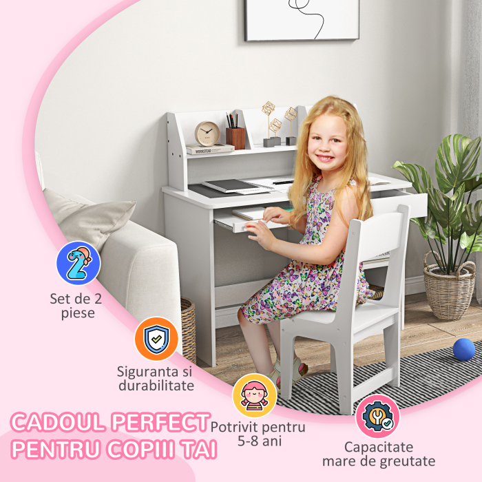  Masa & Scaun Birou Lemn - Copii 5-8 Ani, Stil scolar [6]
