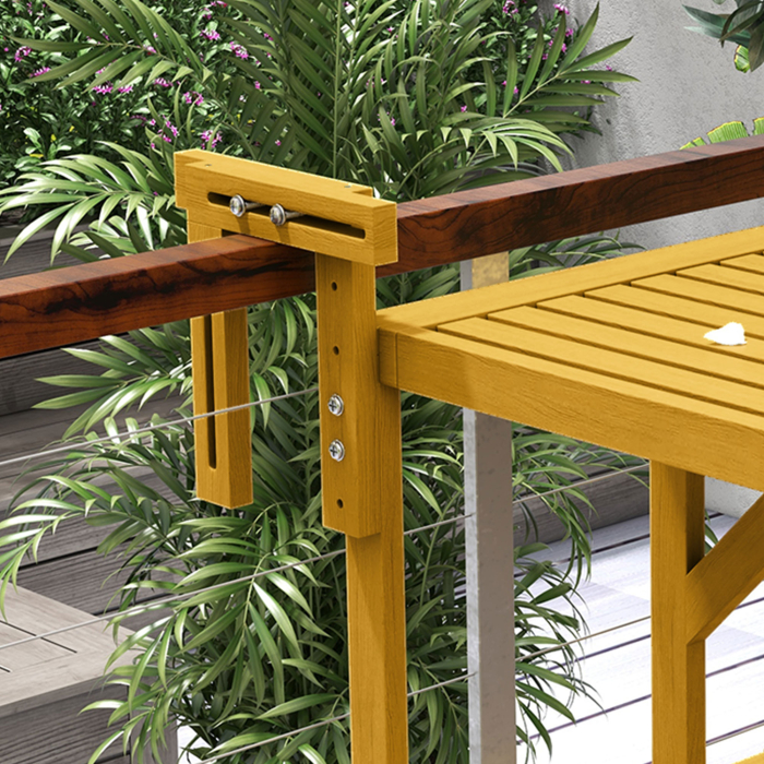  Masa Suspendata de Exterior, Masa Reglabila pentru Balustrada, Blat Suport cu Montare pe Perete, 68x65x40,5-55 cm, Tec [9]