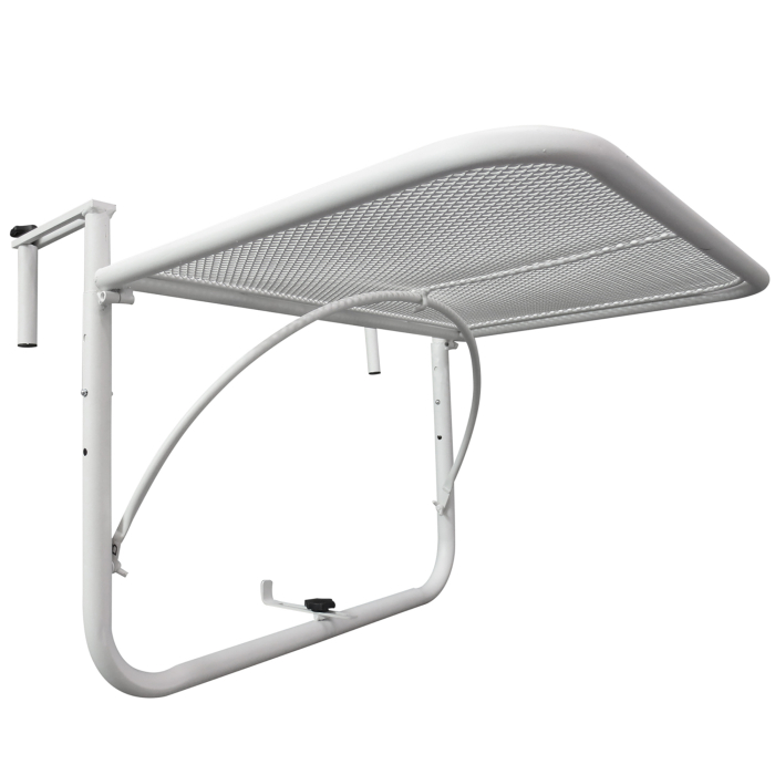  Masa suspendata pentru balustrada, reglare pe 3 niveluri, dreptunghiulara, din metal, 60x40x40/45/50cm alb [8]