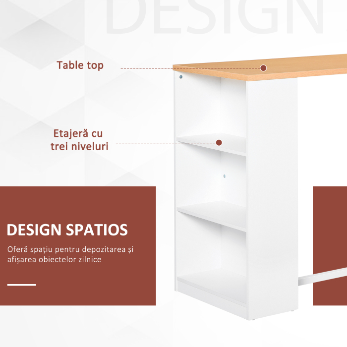  masa tip bar, pentru bucatarie, 115x55x100cm, alb [4]