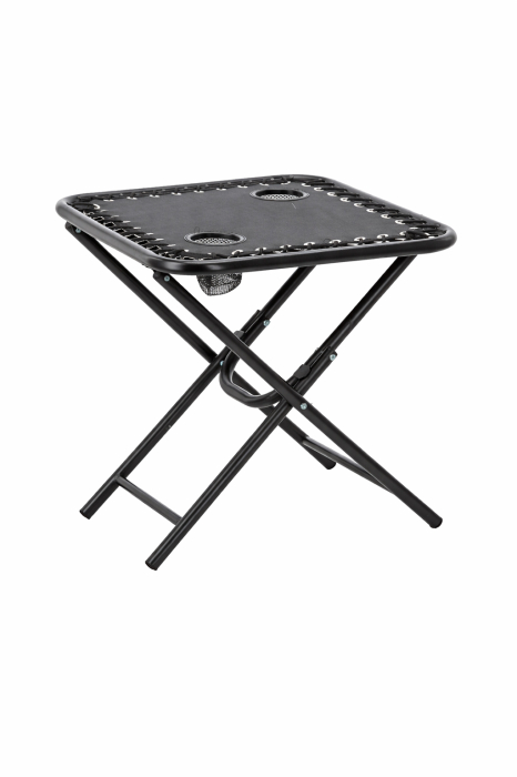 Masa turistica pliabila camping 2 suporturi pahare metalica, 50x50x50 cm, compacta, negru [3]