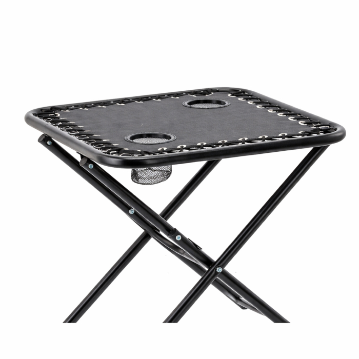 Masa turistica pliabila camping 2 suporturi pahare metalica, 50x50x50 cm, compacta, negru [4]