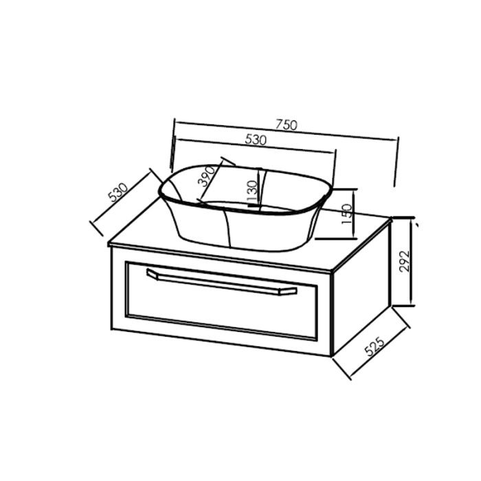 Masca cu blat pentru lavoar, Kolpasan, Blanche, 75 cm, antracit [3]