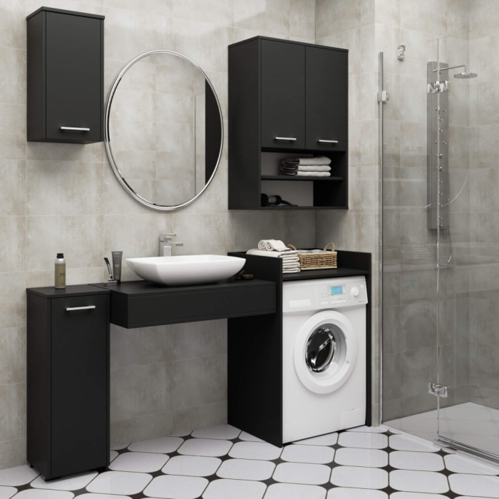 Masca pentru masina de spalat cu polita, PAL laminat, 64x50x98 cm, negru [6]