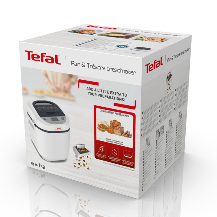 Masina de paine Tefal Pain et Tresors PF250135, 700 W, 1000 g, 3 setari, 20 programe, 28 de retete, timer, alb/negru [10]