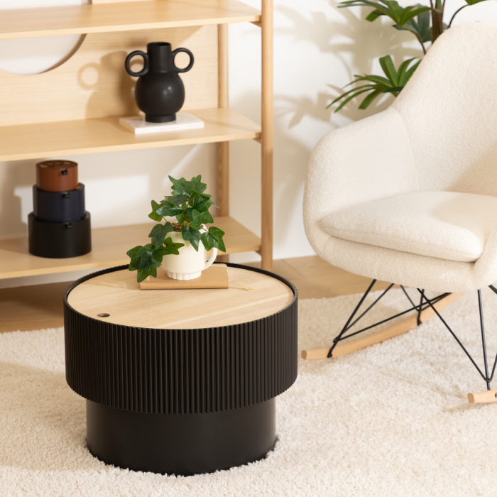 Masuta cafea Atmosphera Enola cu spatiu depozitare, MDF, 55x38 cm, negru [3]