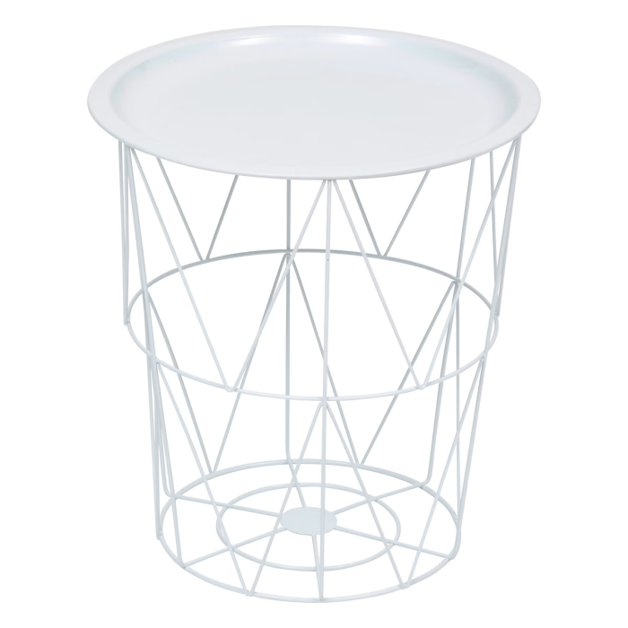 Masuta cafea cu depozitare Atmosphera Kumi, otel, 37x40 cm, alb [1]