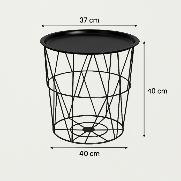 Masuta cafea cu depozitare Atmosphera Kumi, otel, 37x40 cm, negru [5]