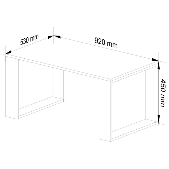 Masuta cafea NOX cu raft inferior, PAL laminat, 92x53x45 cm, stejar craft si negru [3]