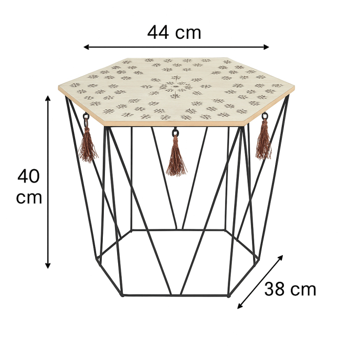 Masuta cafea octogonala Atmosphera Kumi, 44x38x40 cm, negru [5]