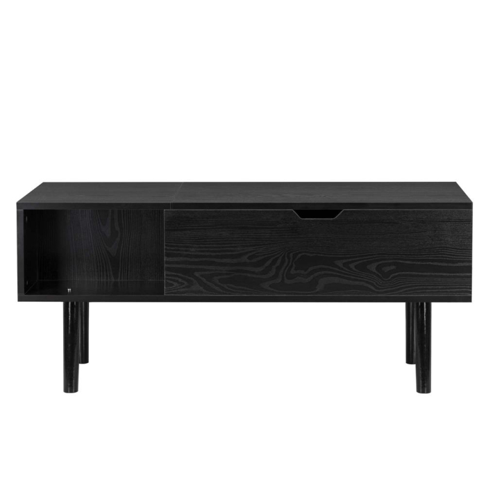 Masuta de cafea cu blat rabatabil si spatiu de depozitare, cadru metalic si PAL, 100x50x43 cm, negru [21]