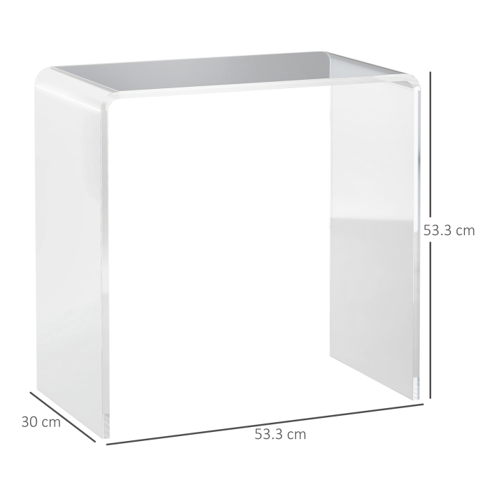  Masuta de Cafea din Acril in Forma de U, cu Margini Netede si Colturi Rotunjite, 53.5x30.5x53.5 cm, Transparenta [3]