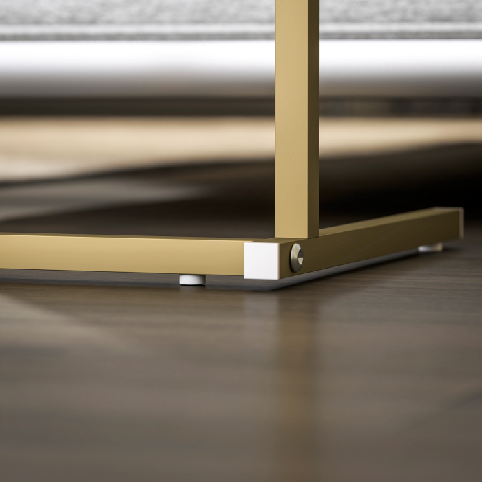  Masuta de Cafea in Forma de C cu Efect de Marmura, cu Prize si Porturi USB Integrate, Alb [9]