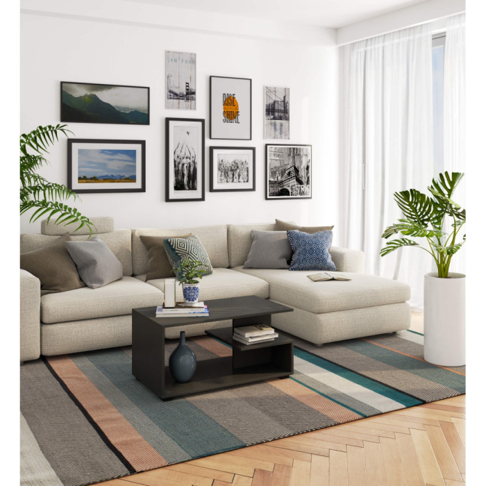 Masuta de cafea, PAL laminat, 90x51x45 cm, gri grafit [4]