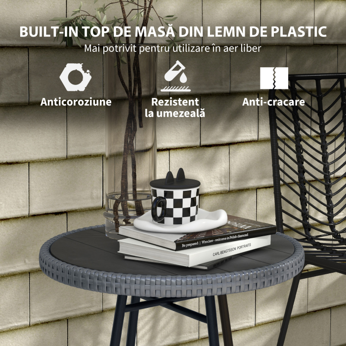  Masuta de cafea pentru exterior din lemn plastifiat, Gri [5]