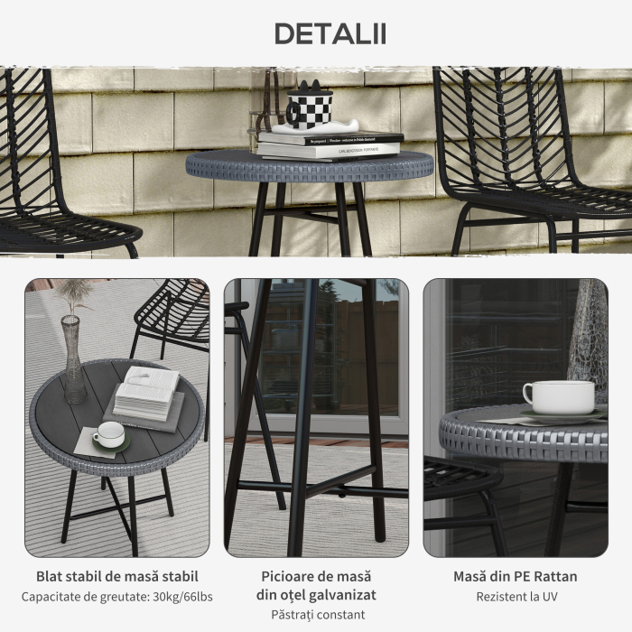  Masuta de cafea pentru exterior din lemn plastifiat, Gri [6]