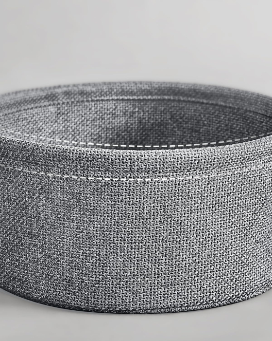 Masuta de cafea rotunda cu cos de stofa, statie de incarcare 2 prize si 2 USB, 45x50cm, gri argintiu [6]