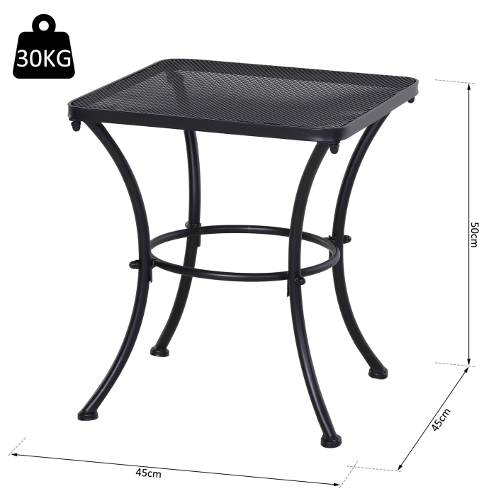  Masuta de Gradina Patrata din Otel cu Blat Perforat, 45x45x50 cm, Negru [3]
