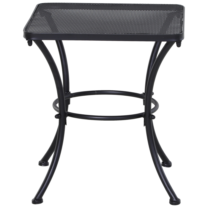  Masuta de Gradina Patrata din Otel cu Blat Perforat, 45x45x50 cm, Negru [9]