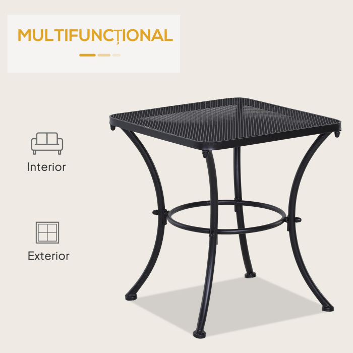  Masuta de Gradina Patrata din Otel cu Blat Perforat, 45x45x50 cm, Negru [6]