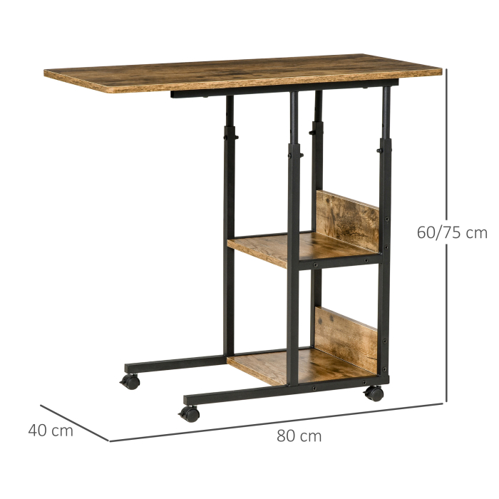 Masuta de Sufragerie, Noptiera cu Design Reglabil in Inaltime, Maro stil Rustic [3]