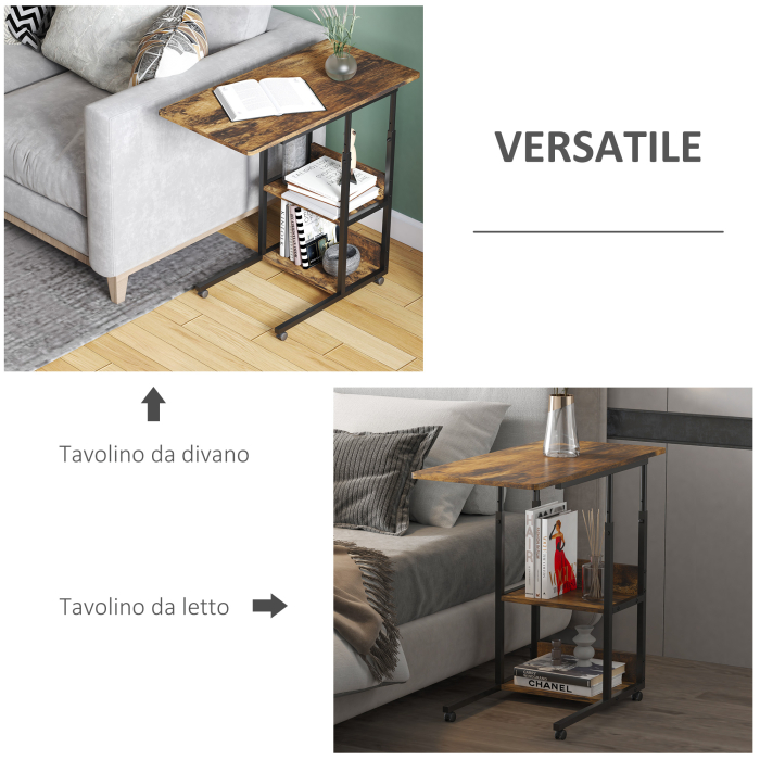  Masuta de Sufragerie, Noptiera cu Design Reglabil in Inaltime, Maro stil Rustic [6]