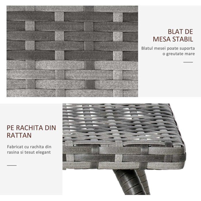  Masuta din Ratan Sintetic pentru Exterior si Gradina Gri [5]