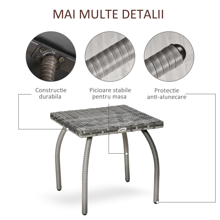  Masuta din Ratan Sintetic pentru Exterior si Gradina Gri [6]