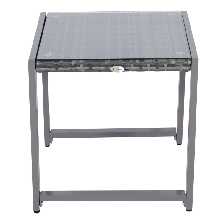  masuta exterior, blat sticla, 50x50x50cm, gri [5]