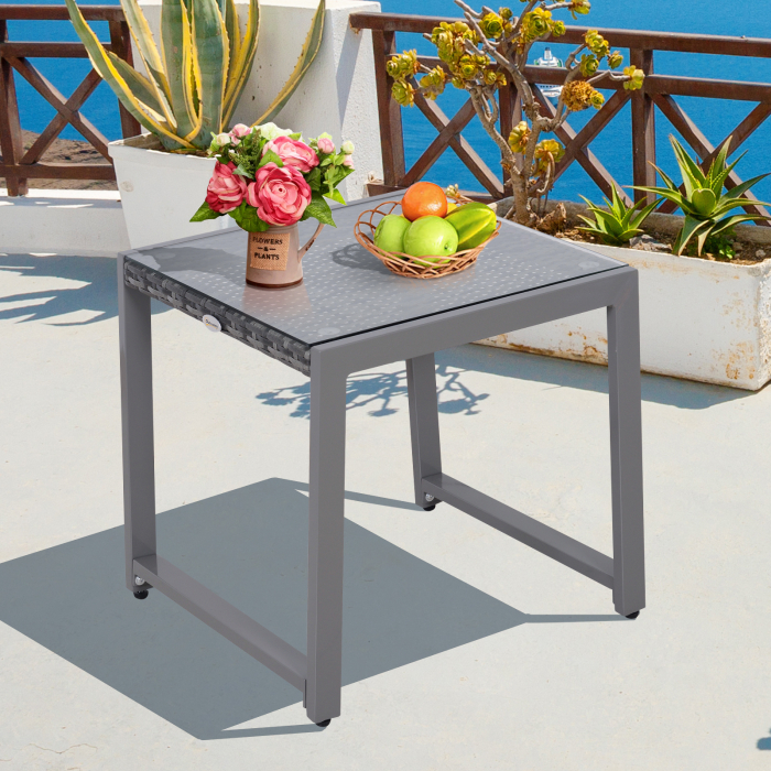  masuta exterior, blat sticla, 50x50x50cm, gri [2]