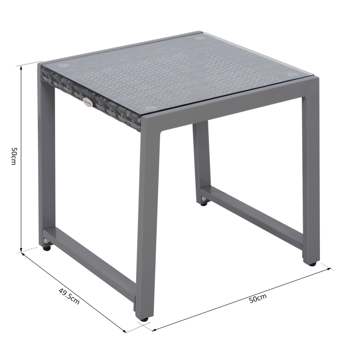  masuta exterior, blat sticla, 50x50x50cm, gri [3]