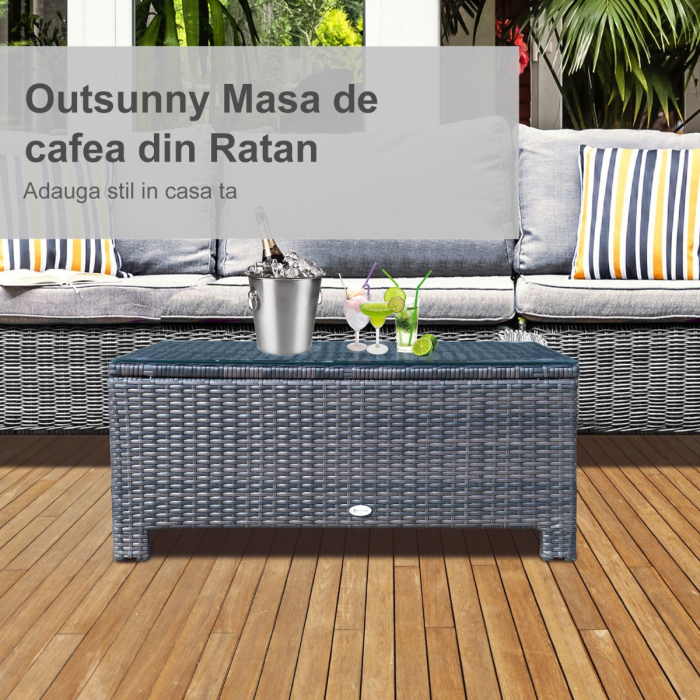  masuta exterior, sticla securizata, 85x50x39cm, maro [9]