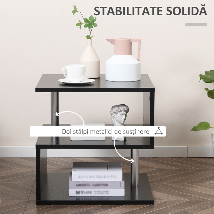  Masuta Joasa Salon - Lemn Negru 50×50×50 cm [5]