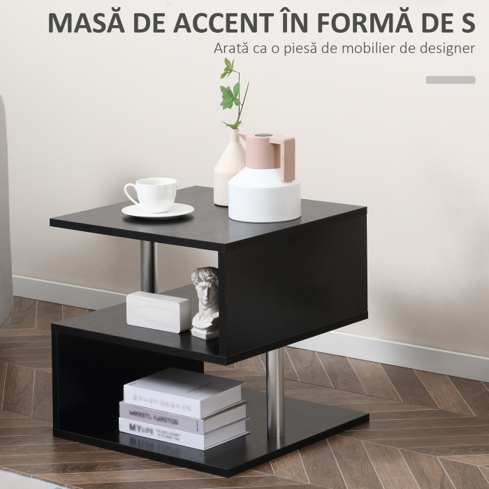  Masuta Joasa Salon - Lemn Negru 50×50×50 cm [4]