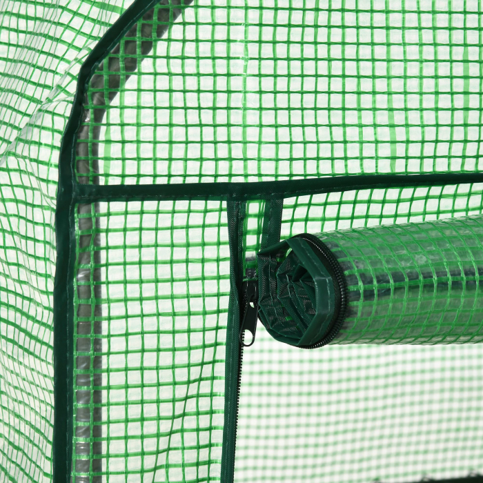  Mini Sera de Gradina cu 2 Rafturi Metalice si Acoperis PE, Sera Compacta pentru Balcon si Terasa, 69x49x91 cm, Verde [8]