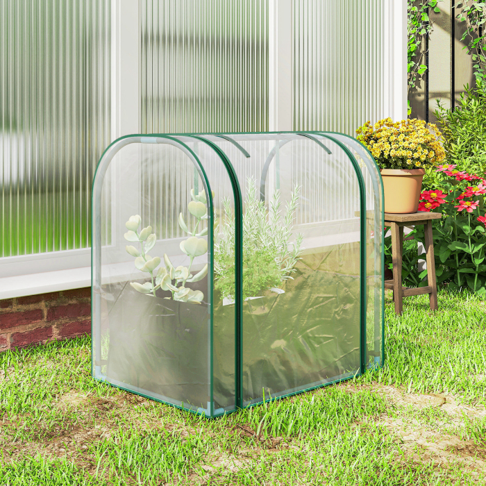  Mini Sera de Gradina cu Sac de Plantare, Sera pentru Gradina cu Usa Rulanta, Structura din Otel, Acoperire din Plastic, pentru Legume, Flori, Plante, Verde inchis [9]