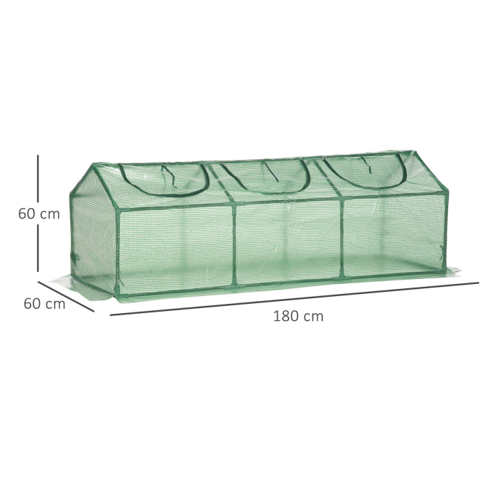  Mini sera de gradina, Sera compacta cu 3 ferestre rulou, protectie PE Anti-UV si cadru din otel, pentru plante, legume si fructe, 180×60×60 cm [3]