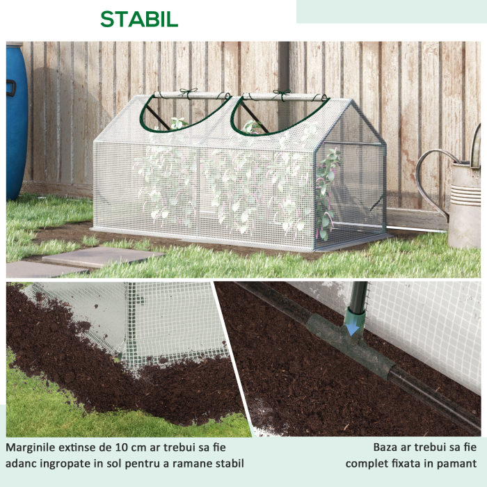  mini sera gradina cu 2 ferestre, 119x60x60cm, alba [5]