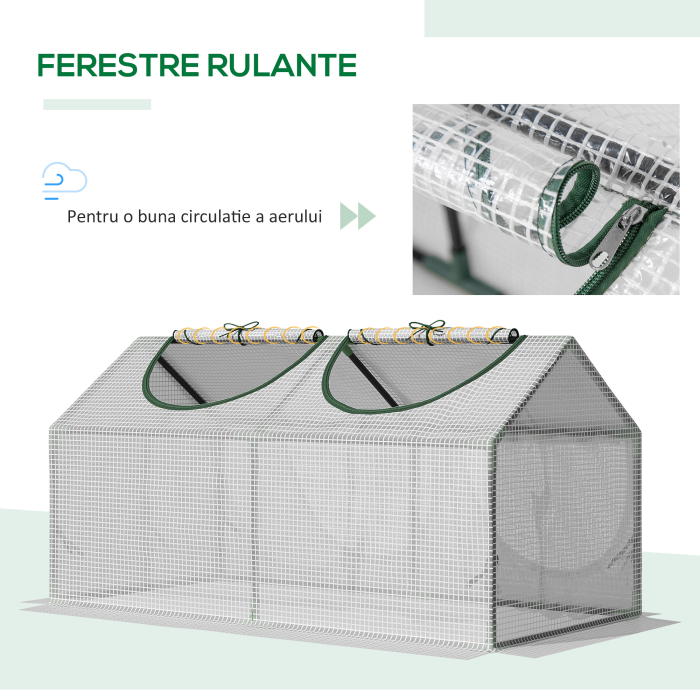  mini sera gradina cu 2 ferestre, 119x60x60cm, alba [6]