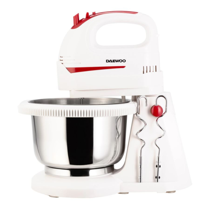 Mixer cu bol Daewoo DHM100W, 300 W, 2 l, 1.6 kg, 5 viteze, 2 accesorii, 1 accesorii, functie turbo, Alb [2]