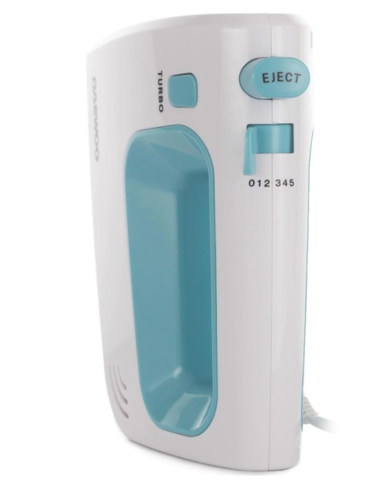 Mixer de mana Daewoo DHM122LB, 300 W, 0.8 kg, 5 viteze, 2 accesorii, 1 accesorii, functie turbo, Alb, Turcoaz [4]