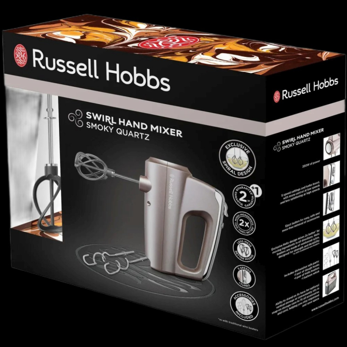 Mixer Russell Hobbs Swirl, 350W, 5 viteze, accesorii incluse, bol inox, gri fumuriu [2]
