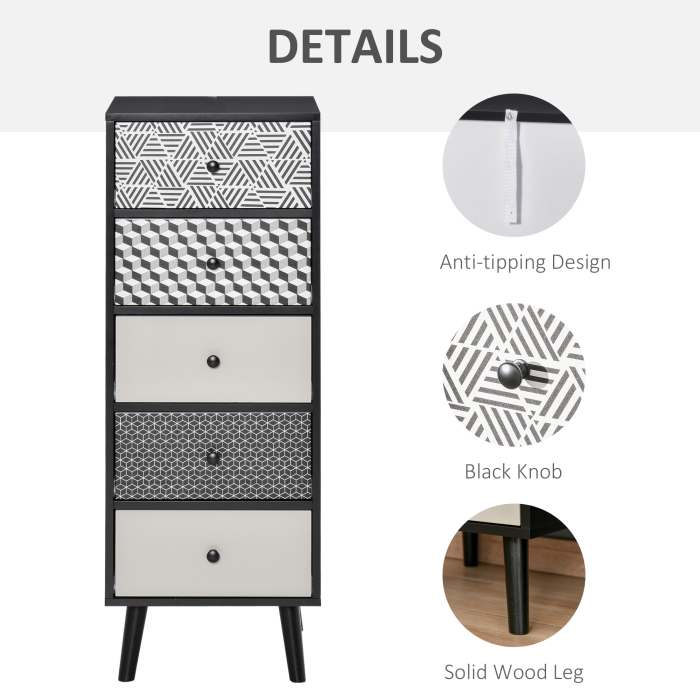  Mobila Comoda cu 5 sertare Mobilier modern pentru casa dimensiune 39.5x39.5x110 cm [6]