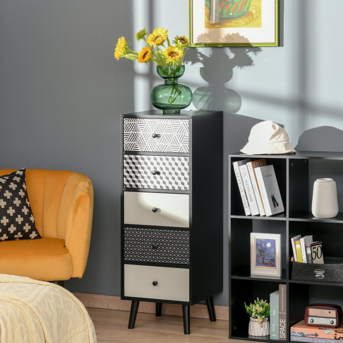  Mobila Comoda cu 5 sertare Mobilier modern pentru casa dimensiune 39.5x39.5x110 cm [2]